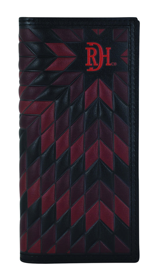 24068876W6 - Red Dirt Hat Company Rodeo Wallet Black w/Wine & Claret Morning Star