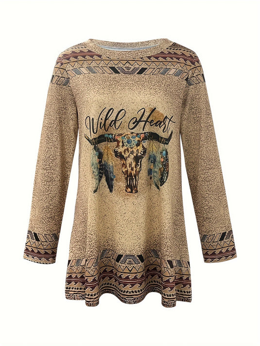 TMTSHT26 - Women's Western Wild Heart Tunic Shirt