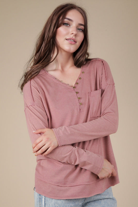 Very 10 - Ladies Mineral Washed Cotton Comfy Knit Top