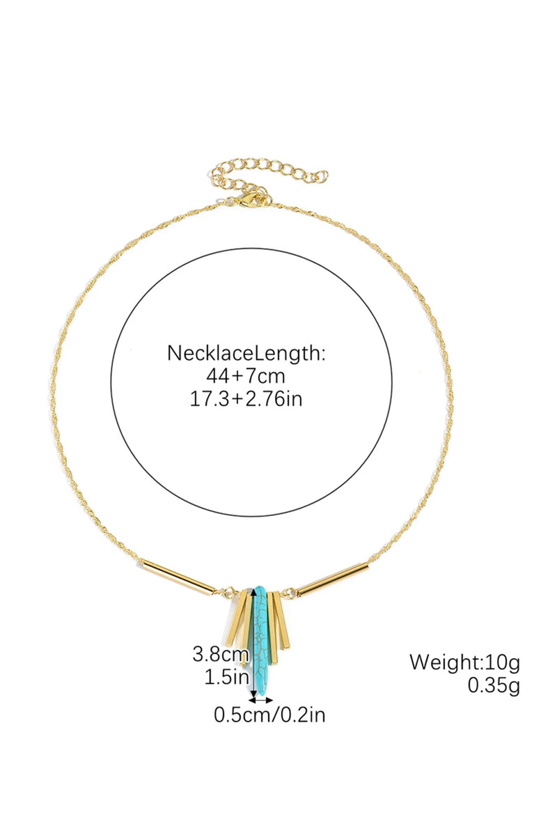 Load image into Gallery viewer, DLLNK 3 - Gold Turquoise Metal Bars Chain Necklace
