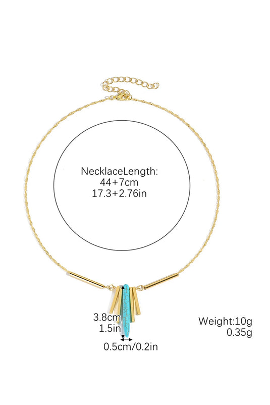 DLLNK 3 - Gold Turquoise Metal Bars Chain Necklace