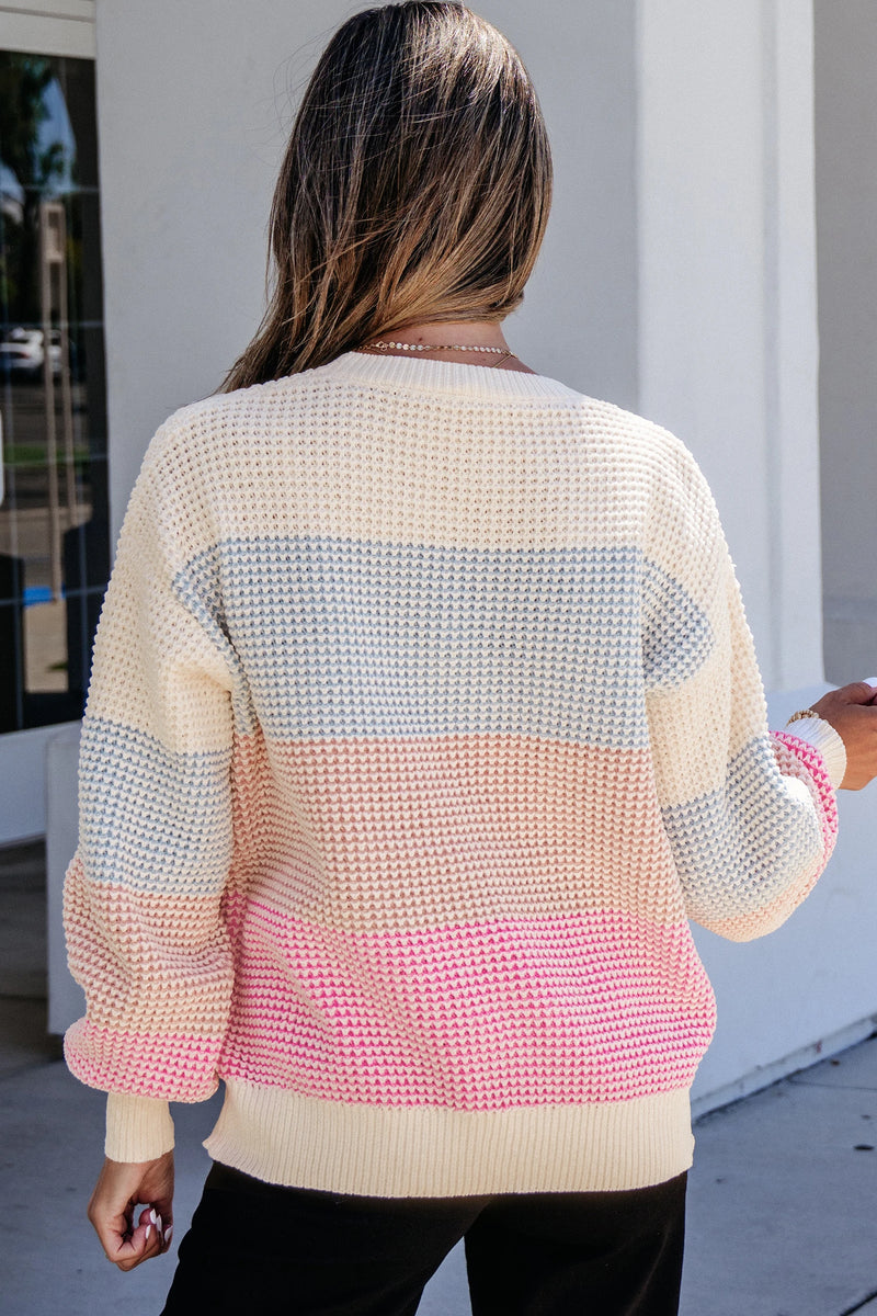 Load image into Gallery viewer, DLLS833 - Ladies Light Blue Drop Shoulder Round Neck Long Sleeve Pullover Sweater
