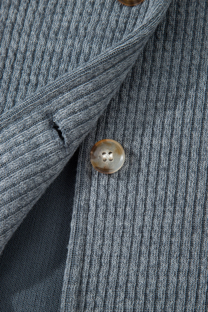 Load image into Gallery viewer, DLLS271 - Ladies Medium Grey Ribbed Knit Buttons Front Flap Pocket Casual Shacket
