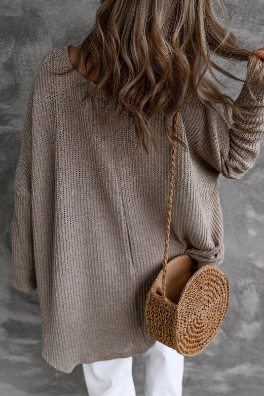 DLLS103 - Ladies Gray Slouchy Dolman Sleeve High Low Sweater