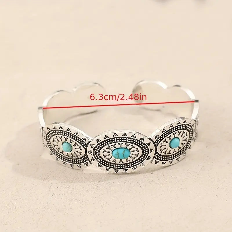 Load image into Gallery viewer, TMBC23 - Turquoise Inlay Ladies Open Bracelet
