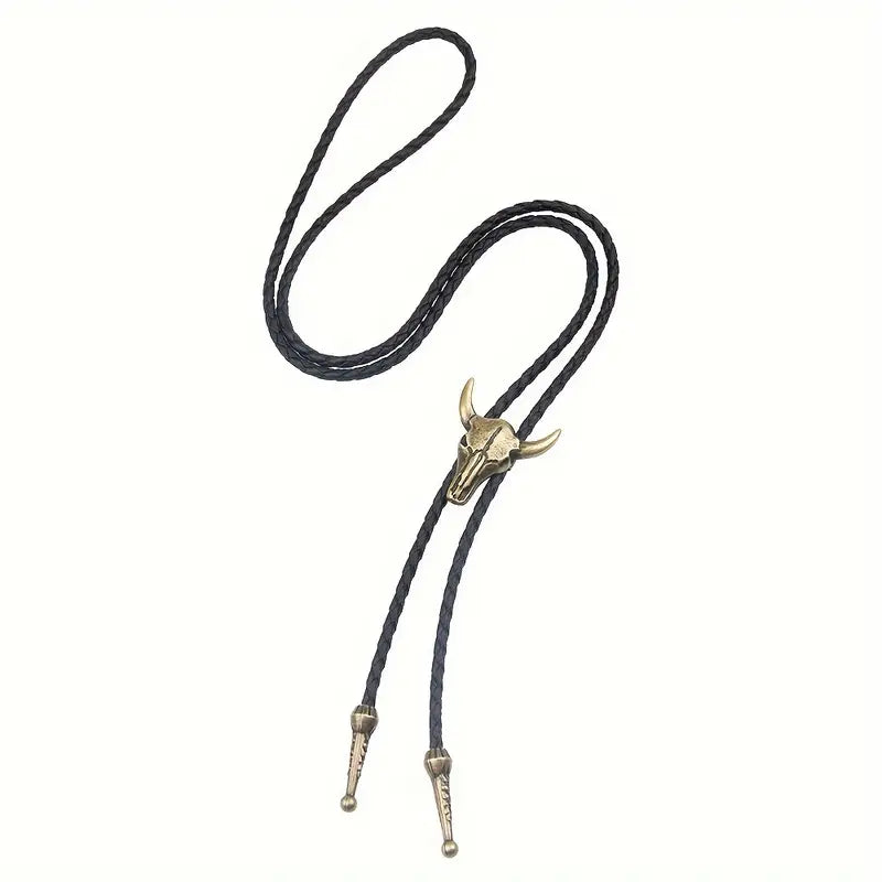 Load image into Gallery viewer, TMBLO9 - Gold Steer Head Bolo Tie
