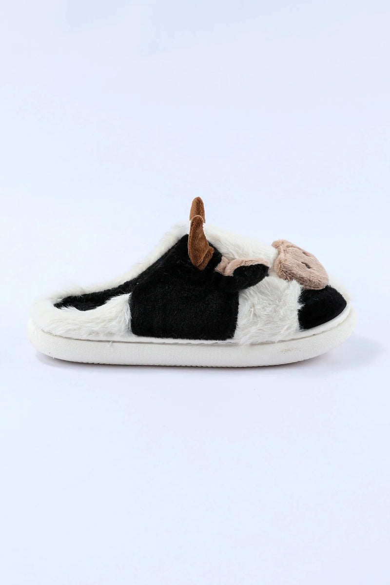 Load image into Gallery viewer, DLLSHOE 127 - White Cartoon Animal Cow Plush Slippers
