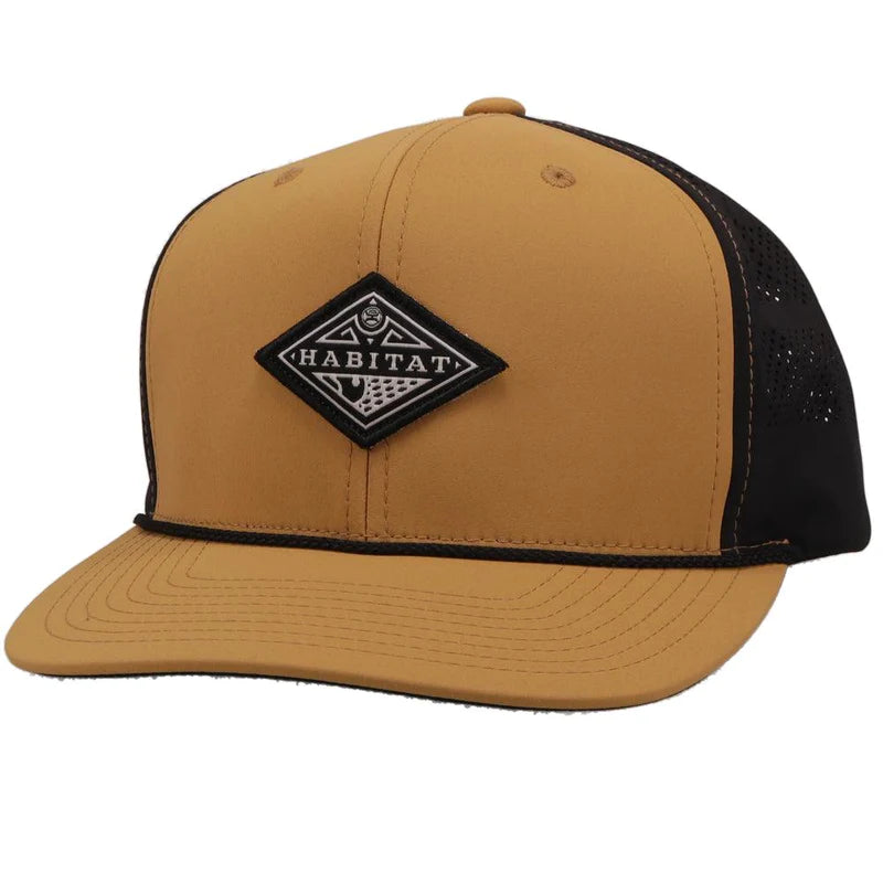 Load image into Gallery viewer, 6011T-TNBK - Hooey Habitat &quot;Graphite&quot; Tan/Black W/Blk &amp; Wht Diamond Patch Cap
