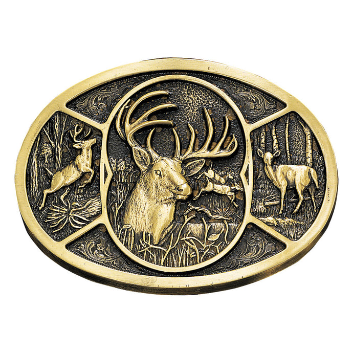 60796C - Montana Silversmiths Deer Heritage Attitude Belt Buckle