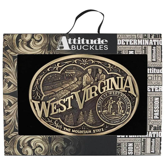 60811WVC - Montana Silversmiths West Virginia State Heritage Attitude Buckle