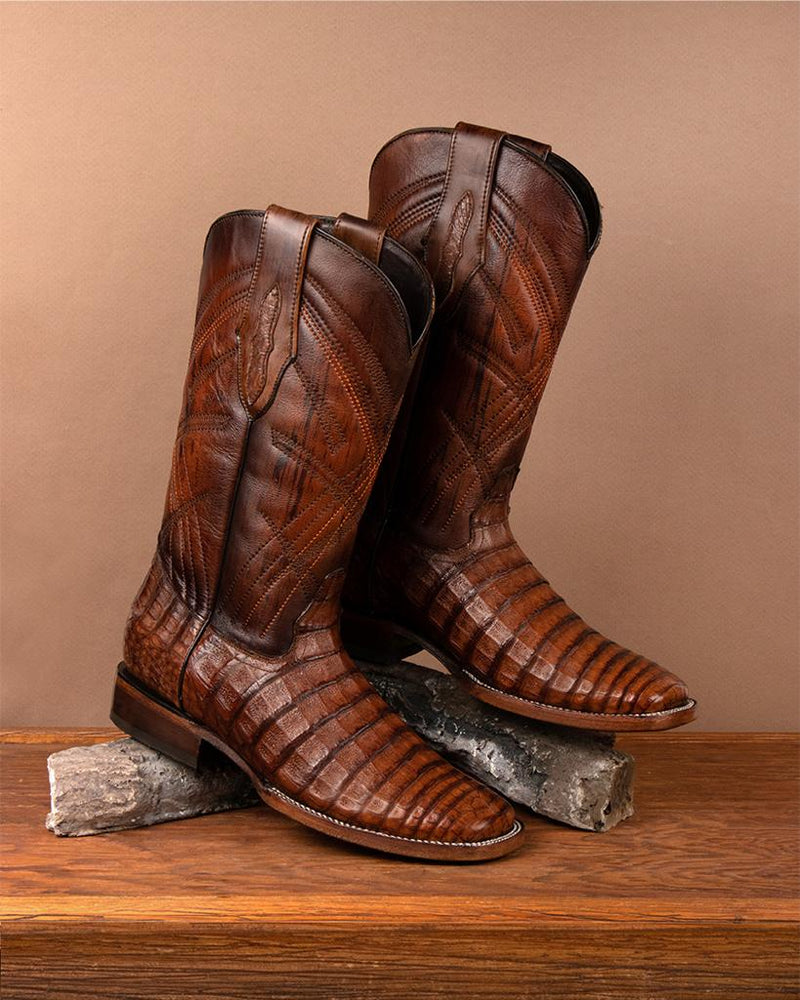 8008 - RockinLeather Men's Sidney Caiman Square Toe Western Boot – D ...