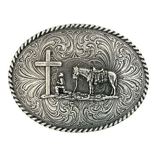 61304 - Montana Silversmiths Christian Cowboy Attitude Belt Buckle