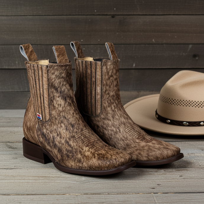 1250 - RockinLeather Men's Genuine Cowhair Chelsea Boot