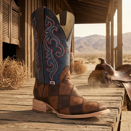 1151 - RockinLeather Men's Patchwork Leather Boot
