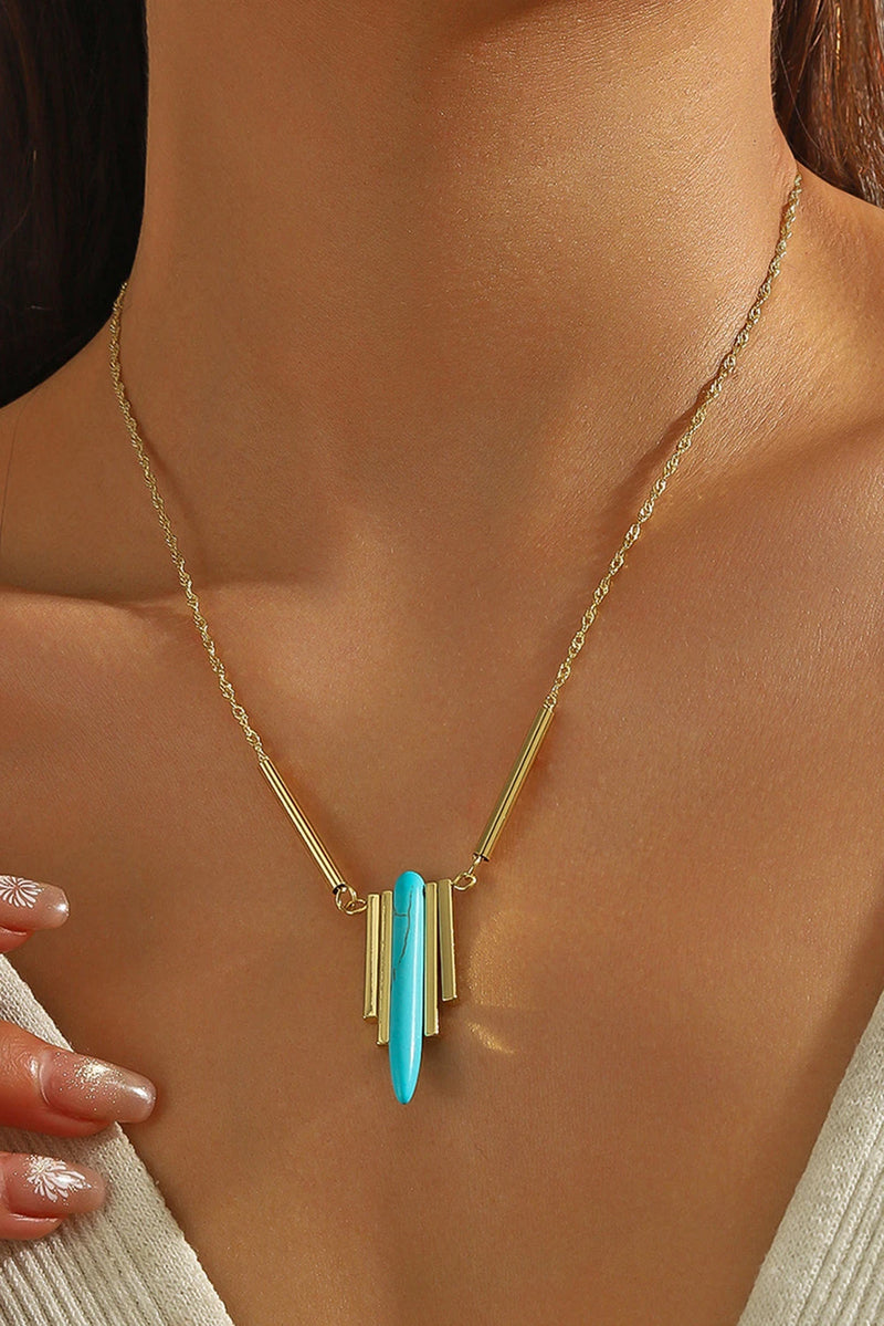Load image into Gallery viewer, DLLNK 3 - Gold Turquoise Metal Bars Chain Necklace
