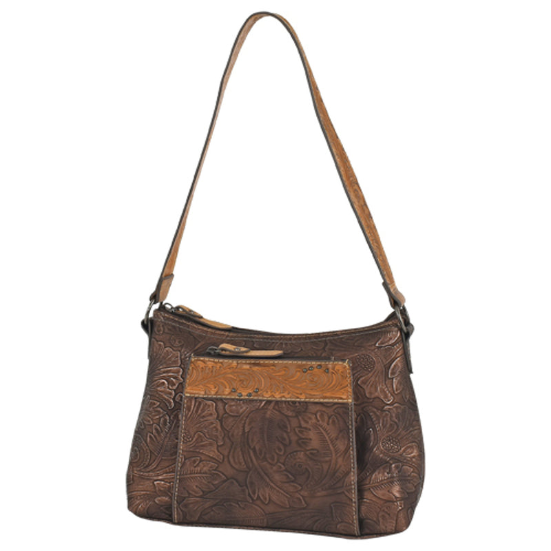 Load image into Gallery viewer, 23061872 - Tony Lama Bronzed Floral Brown Shoulder Bag

