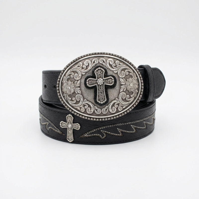 Load image into Gallery viewer, A1512201 - Ariat Black Belt with Cross Buckle
