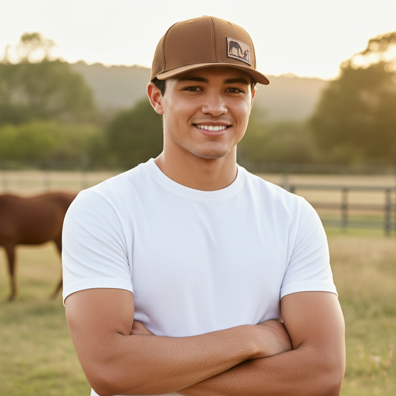 Load image into Gallery viewer, CP106 - Cowboy Prayer Leather Patch Caramel Retro Cap
