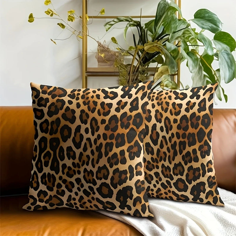 Load image into Gallery viewer, TMPL113 - 2 Piece Set - 18&quot; x 18&quot; Leopard Print Throw Pillows
