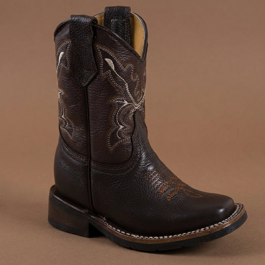5502 CY - RockinLeather Children's Chocolate Cowhide Leather Boot