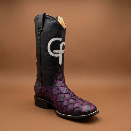 CP5006 - Cowboy Prayer Men's Purple Pirarucu Print Western Boot