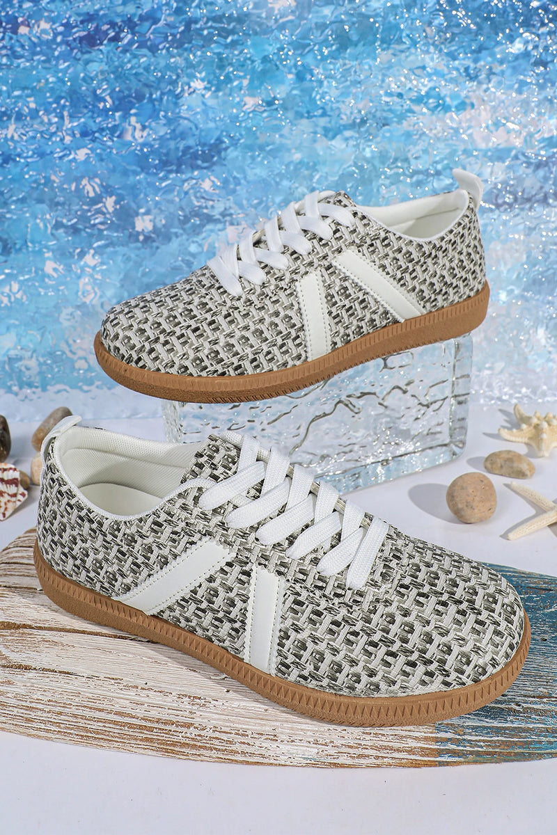 Load image into Gallery viewer, DLLSHOE 105 - Color Black PU Leather Color Block Leopard Contrast Lace Up Sneakers
