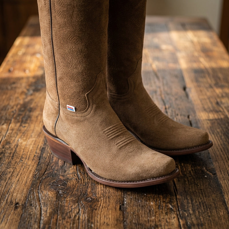 Load image into Gallery viewer, 1226 - RockinLeather Men's Tobacco Suede Narrow Square Toe Western Boot
