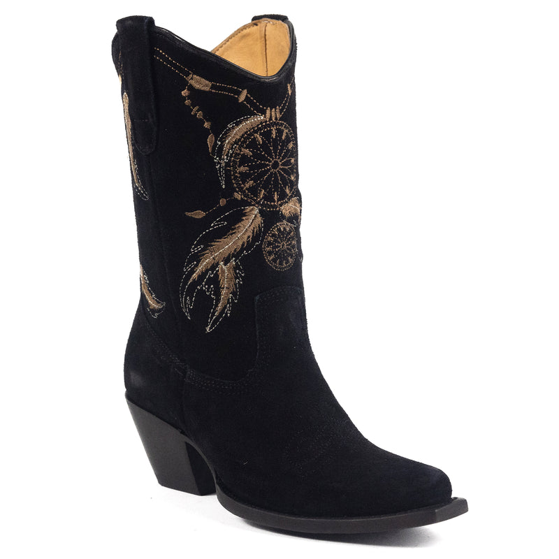 Load image into Gallery viewer, 6505 - RockinLeather Women&#39;s Black Suede Snip Toe Western Boot
