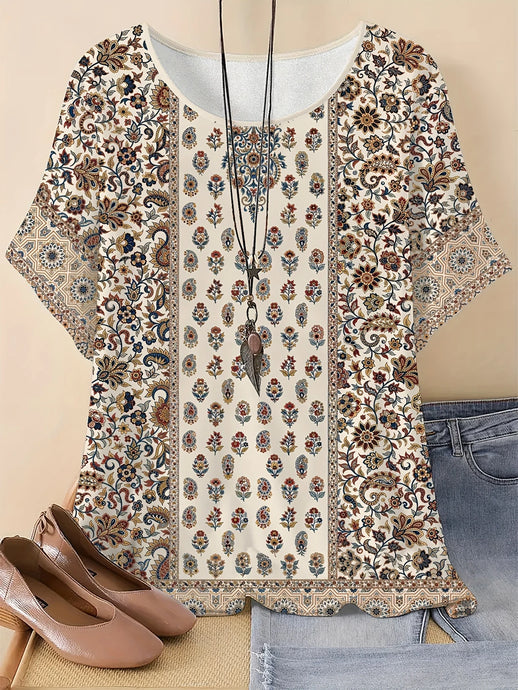 TMTSHT109 - Ladies Floral Print Round Neck Shirt