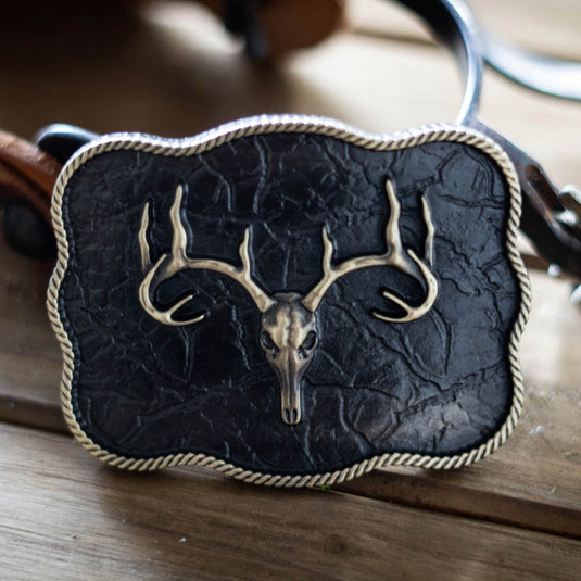 658-06 - Scalloped Elk Skull Buckle