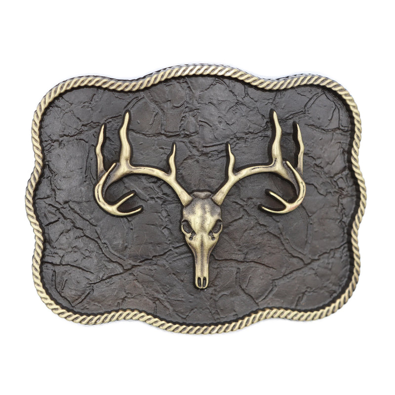 Load image into Gallery viewer, 658-06 - Scalloped Elk Skull Buckle
