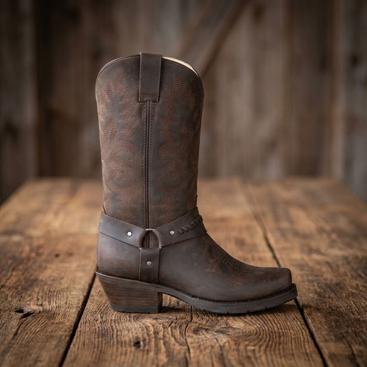 1264 - RockinLeather Men's Chocolate Leather Harness Boot