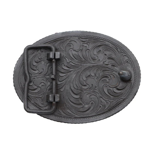 668 - Oval Praying Cowboy with Rope Edge Buckle