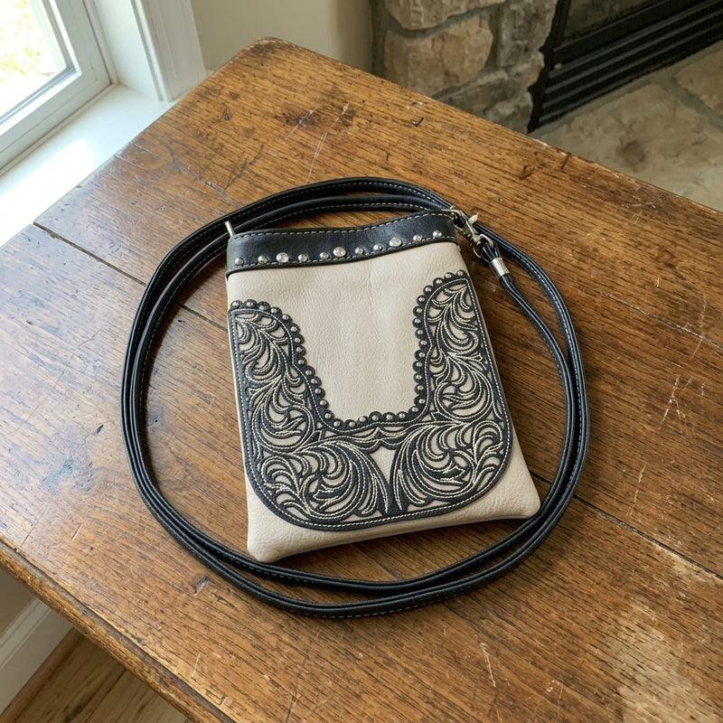 Load image into Gallery viewer, Rainbow Purse 5 - Khaki with Black Floral Design
