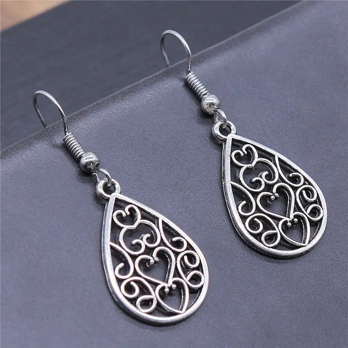 TMER66 - Hollow Waterdrop Heart Earrings