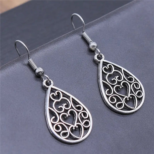 TMER66 - Hollow Waterdrop Heart Earrings