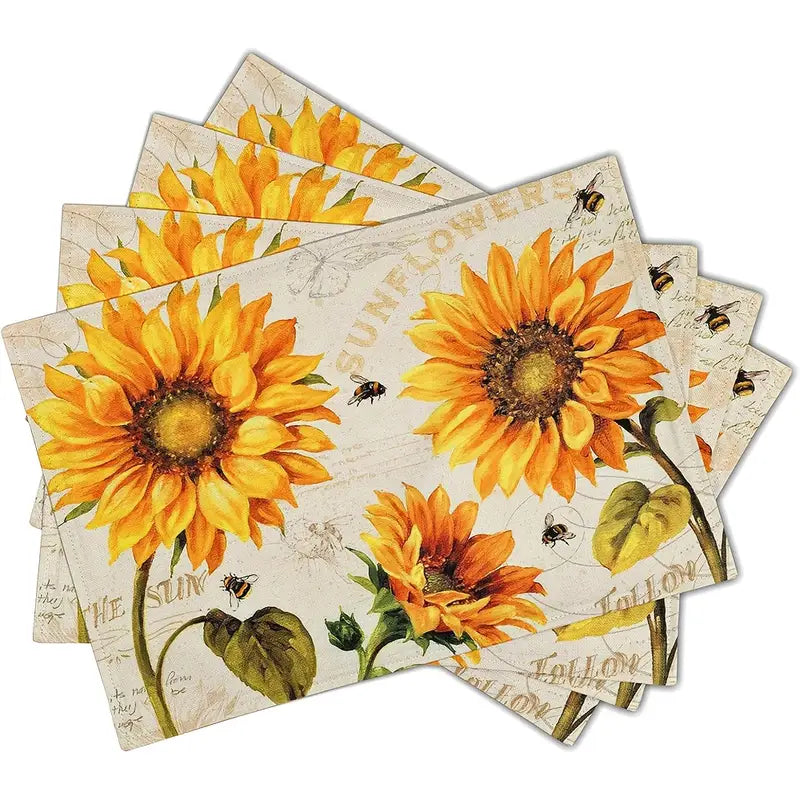Load image into Gallery viewer, TMPLMT7 - Set of 4 - Sunflower Placemat Set
