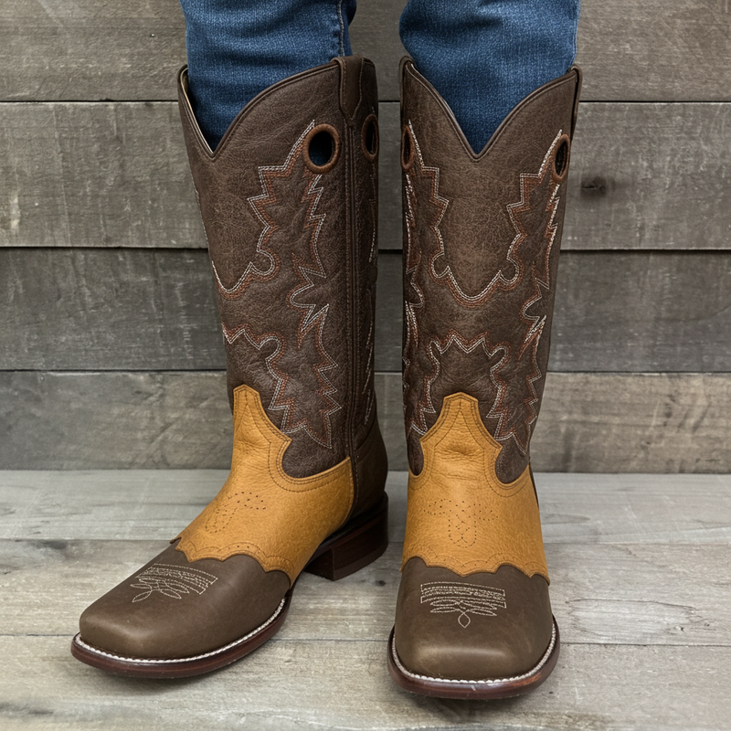 Load image into Gallery viewer, CP5005 - Cowboy Prayer Men&#39;s Chocolate Western Boot With Overlay
