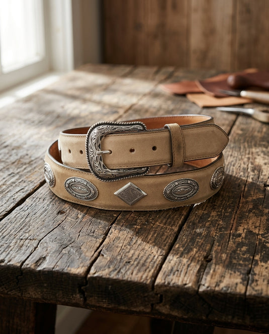 B40 - RockinLeather Brown Belt with Conchos