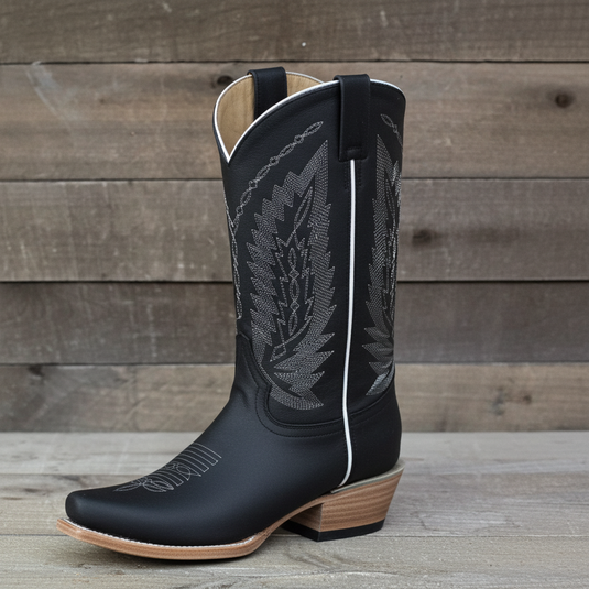 1236 - RockinLeather Men's Black Crazy Horse Narrow Square Toe Boot