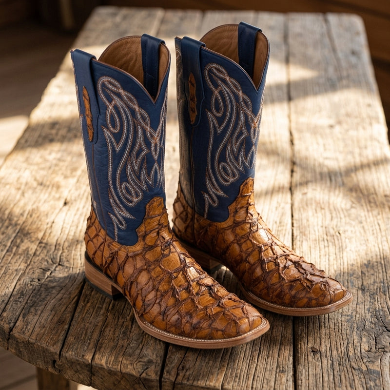 Load image into Gallery viewer, 8021 - RockinLeather Men's Genuine Pirarucu Square Toe Western Boot
