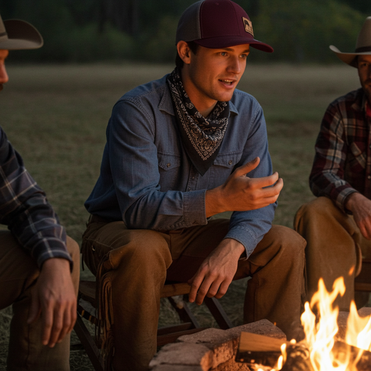 CP119 - Cowboy Prayer Leather Patch Maroon/Grey Cap