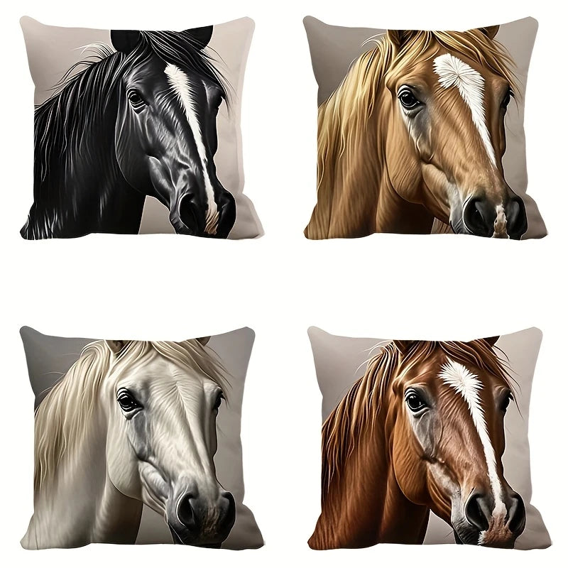 Load image into Gallery viewer, TMPL89 - Set of 4 - 18&quot; x 18&quot; Horse Head Throw Pillows
