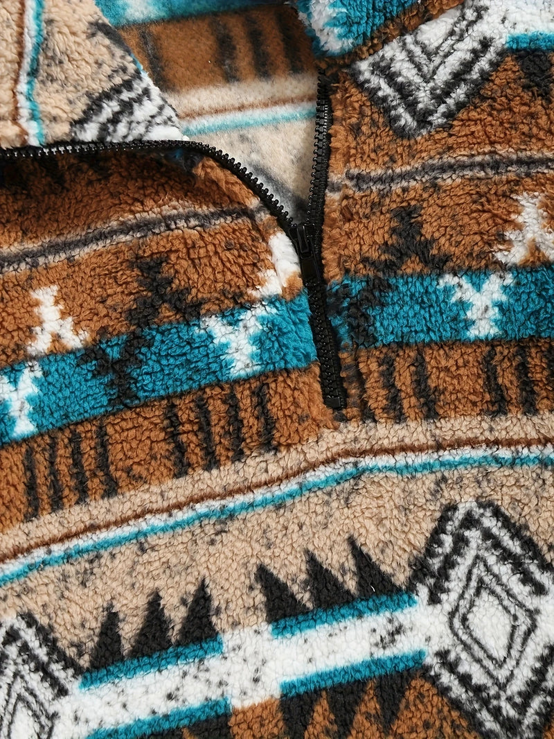 Load image into Gallery viewer, TMSWST14 - Men&#39;s Western Print 1/4 Zip Pullover
