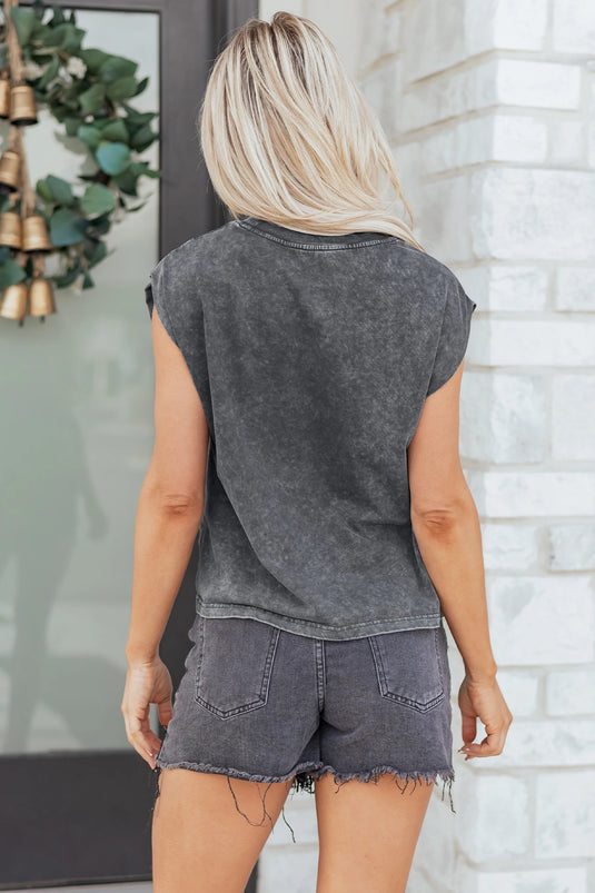 DLLS352 - Ladies Sleet Cowboy & Beer Western Graphic Mineral Wash Tank Top