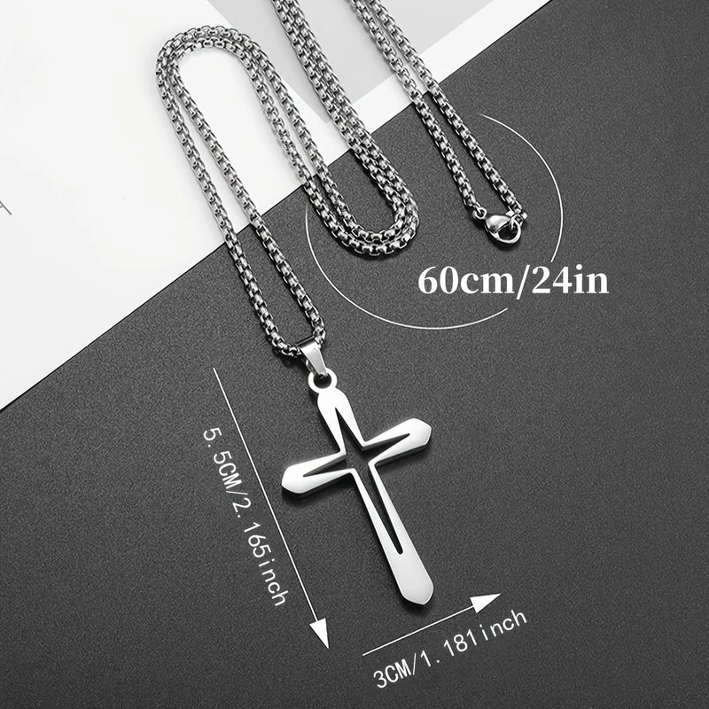 Load image into Gallery viewer, TMNK5 - Men&#39;s Stainless Steel Cross Pendant Necklace
