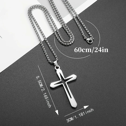 TMNK5 - Men's Stainless Steel Cross Pendant Necklace