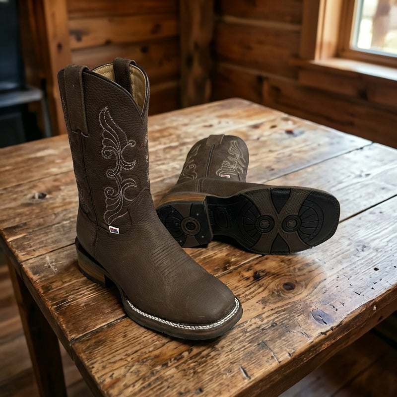 Load image into Gallery viewer, 200006 - RockinLeather Women's Distressed Brown Square Toe Western Boot
