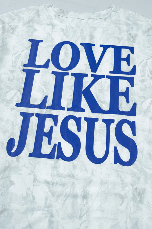 DLLS710 - Ladies Gray Love Like Jesus Camouflage Oversized T Shirt