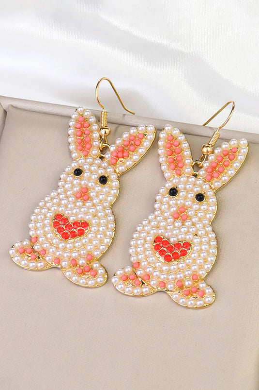 DLLER 29 - White Easter Bunny Luminous Beading Earrings
